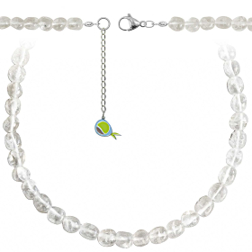 Collier en cristal de roche - Perles roulées 8 à 12 mm - 50 cm