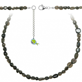 Collier en obsidienne larme d'Apache - Perles roulées 5 à 8 mm - 70 cm