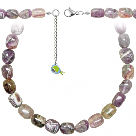 Collier en fluorite violette - Perles roulées 1.5 cm - 55 cm