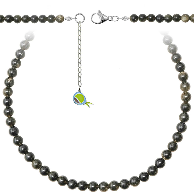 Collier en obsidienne dorée - Perles rondes 6 mm - 50 cm