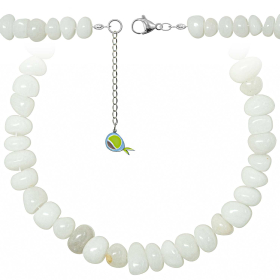 Collier en agate blanche - Perles roulées 10 à 15 mm - 43 cm