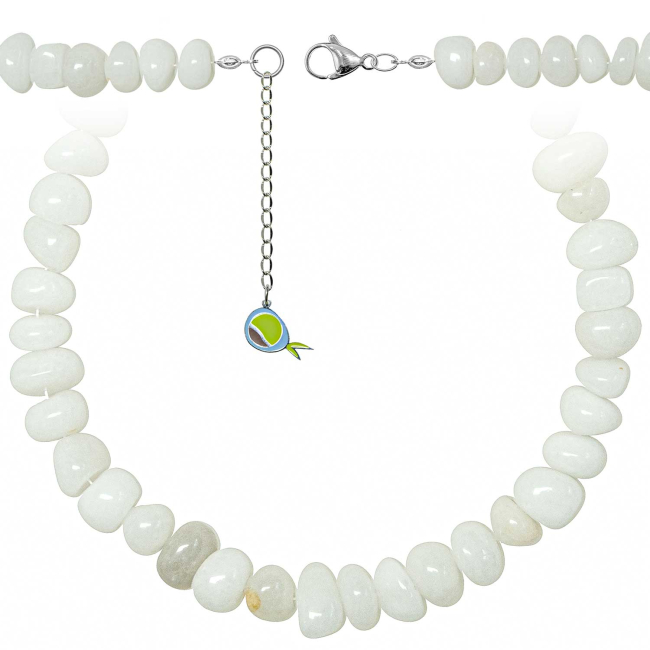 Collier en agate blanche - Perles roulées 10 à 15 mm - 43 cm