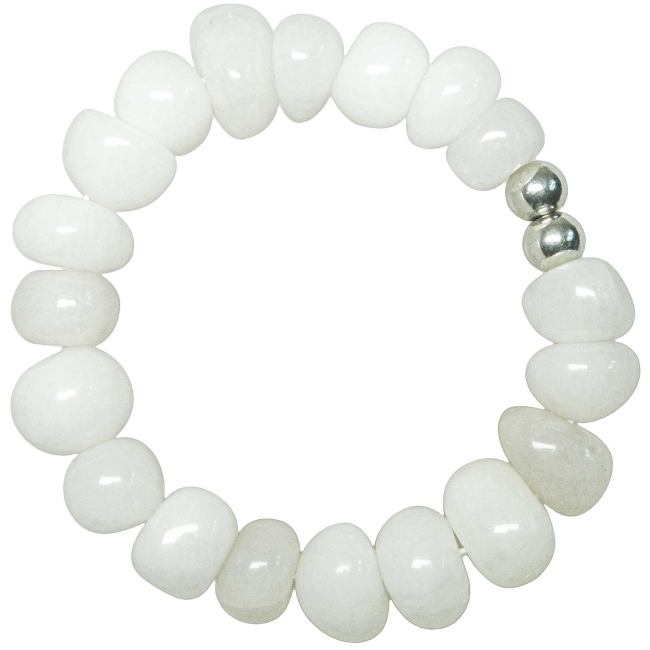 Bracelet en agate blanche - Perles roulées 10 à 15mm