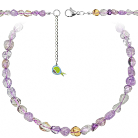 Collier en amétrine - Perles pierres roulées 5 à 8 mm - 90 cm