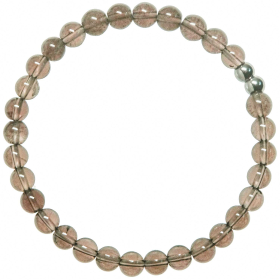 Bracelet en quartz fumé - Perles rondes 6 mm