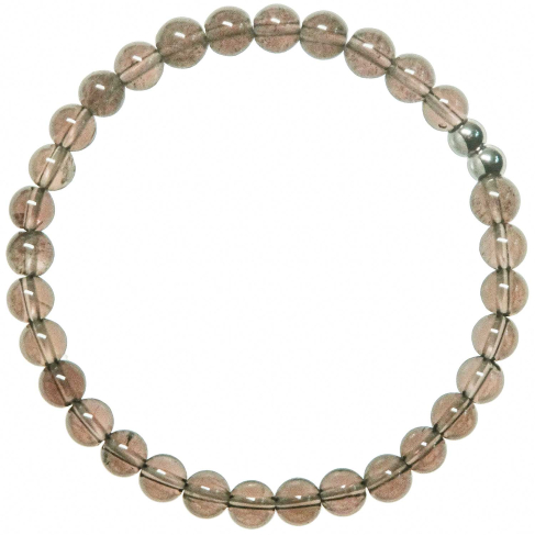 Bracelet en quartz fumé - Perles rondes 6 mm