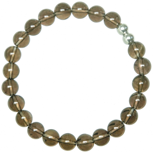 Bracelet en quartz fumé - Perles rondes 8 mm