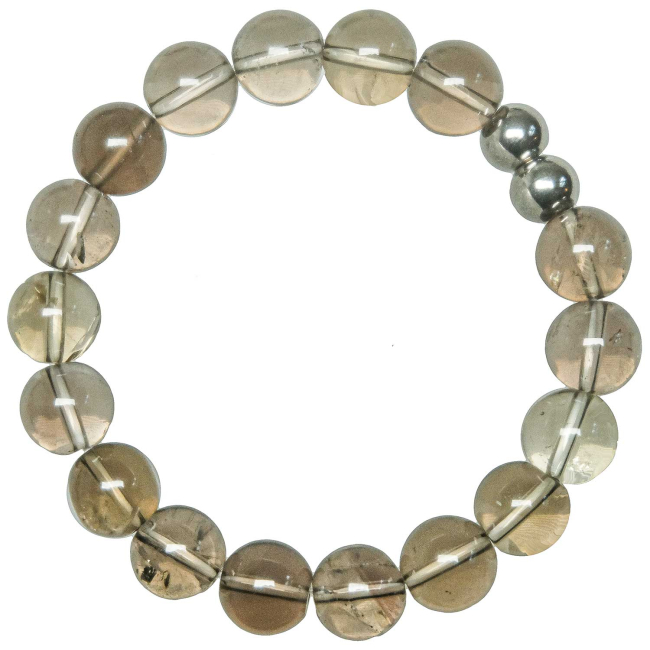 Bracelet en quartz fumé - Perles rondes 10 mm