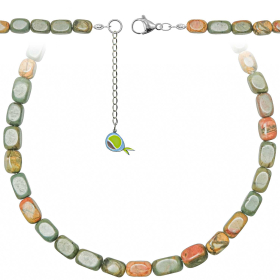 Collier en jaspe polychrome - Perles roulées 8 à 12 mm - 38 cm
