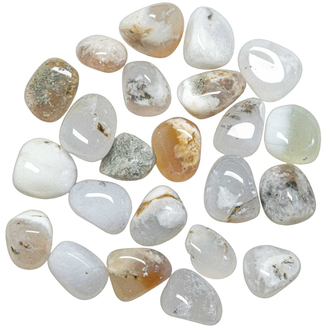 Pierres roulées merlinite ou agate dendrite - 2 à 3 cm - Lot de 3