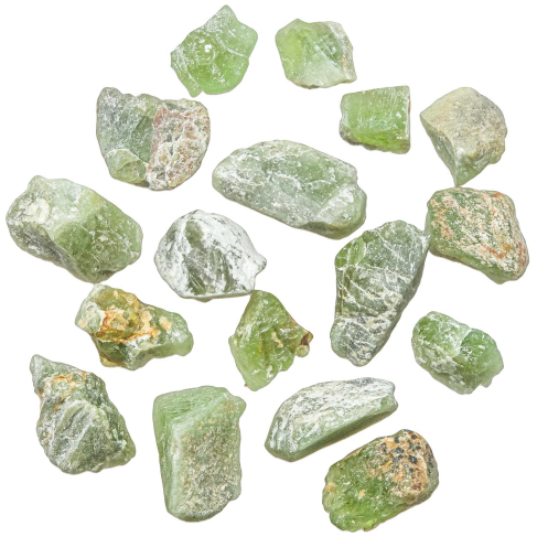 Petites pierres brutes de péridot - 1.5 à 2.5 cm - Lot de 2
