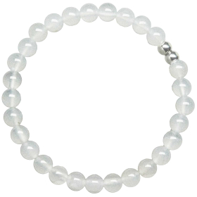 Bracelet en agate blanche- Perles rondes 6 mm