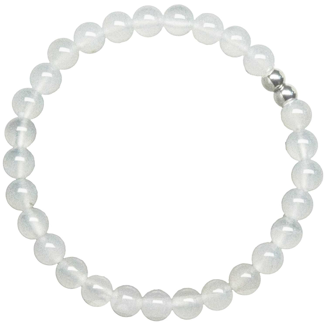 Bracelet en agate blanche- Perles rondes 6 mm