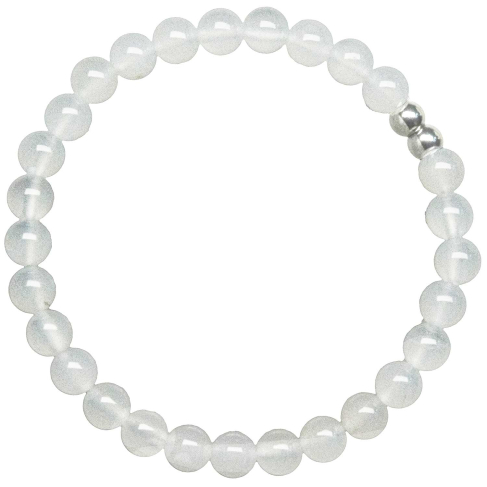 Bracelet en agate blanche- Perles rondes 6 mm
