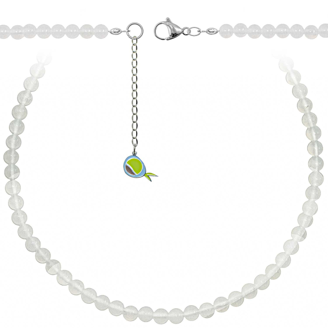 Collier en agate blanche - Perles rondes 6 mm - 60 cm