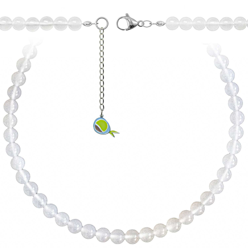 Collier en agate blanche - Perles rondes 8 mm - 55 cm