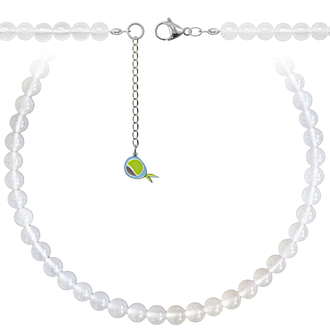 Collier en agate blanche - Perles rondes 8 mm - 60 cm