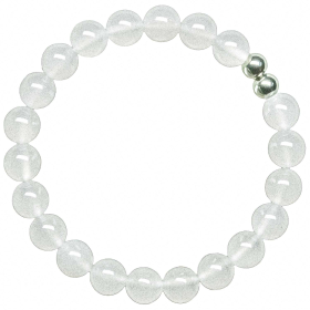 Bracelet en agate blanche- Perles rondes 8 mm