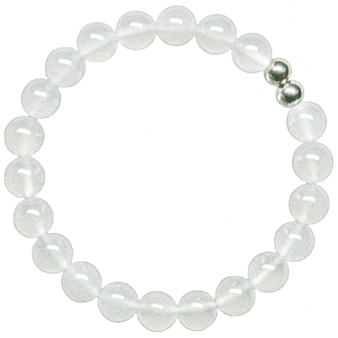 Bracelet en agate blanche- Perles rondes 8 mm