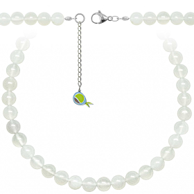 Collier en agate blanche - Perles rondes 10 mm - 38 cm
