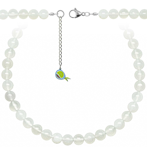Collier en agate blanche - Perles rondes 10 mm - 70 cm