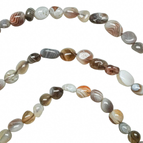 Collier en agate de Botswana - Perles roulées 5 à 8 mm - 55 cm