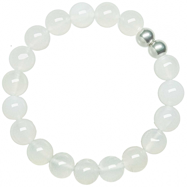 Bracelet en agate blanche- Perles rondes 10 mm
