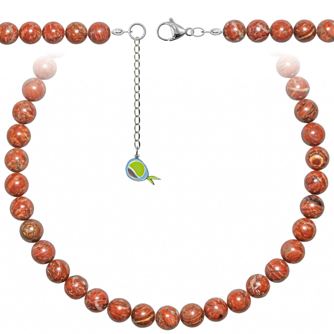 Collier en jaspe breschia - Perles rondes 10 mm - 60 cm