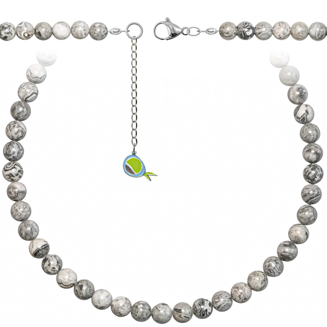 Collier en jaspe picasso - Perles rondes 8 mm - 60 cm