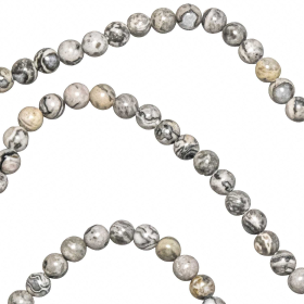 Collier en jaspe picasso - Perles rondes 6 mm - 55 cm