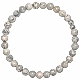 Bracelet en jaspe picasso - Perles rondes 6 mm
