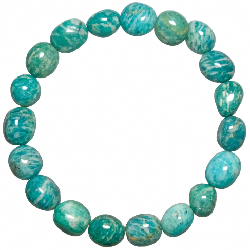 Bracelet en amazonite de Russie - Perles pierres roulées