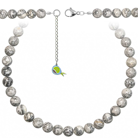 Collier en jaspe picasso - Perles rondes 10 mm - 43 cm