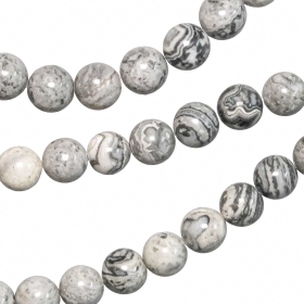 Bracelet en jaspe picasso - Perles rondes 10 mm