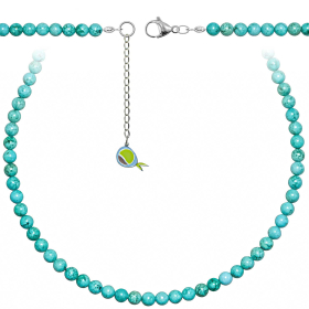 Collier en magnésite bleu turquoise - Perles rondes 6 mm - 50 cm