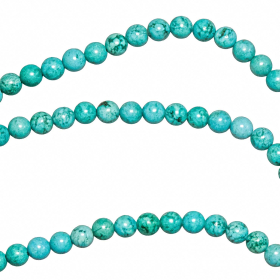 Collier en magnésite bleu turquoise - Perles rondes 6 mm - 55 cm