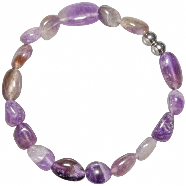 Bracelet en améthyste - Perles roulées 8 à 12 mm