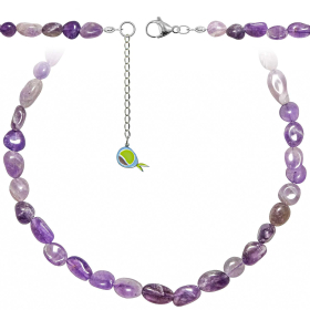 Collier en améthyste - Perles roulées 8 à 12 mm - 43 cm