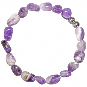Bracelet en améthyste à chevron - Perles roulées 8 à 12 mm