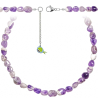 Collier en améthyste à chevron - Perles roulées 8 à 12 mm - 38 cm