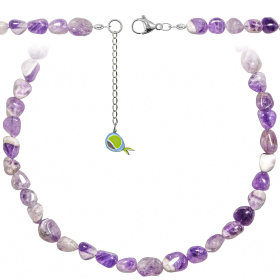 Collier en améthyste à chevron - Perles roulées 8 à 12 mm - 38 cm