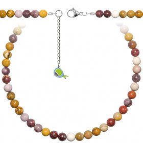 Collier en jaspe mokaite - Perles rondes 8 mm - 55 cm