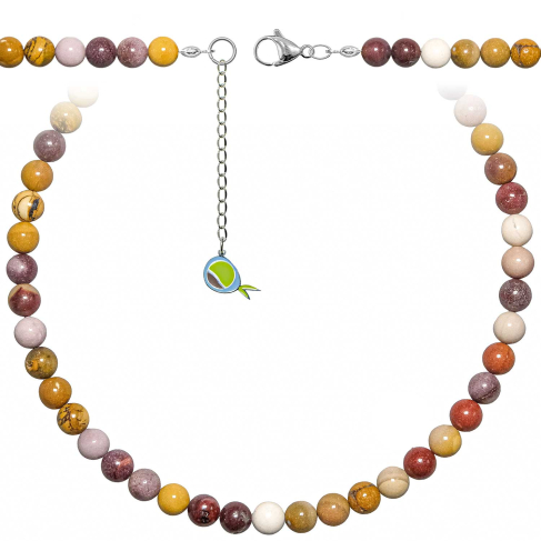 Collier en jaspe mokaite - Perles rondes 8 mm - 90 cm