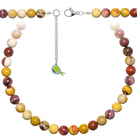 Collier en jaspe mokaite - Perles rondes 10 mm - 43 cm