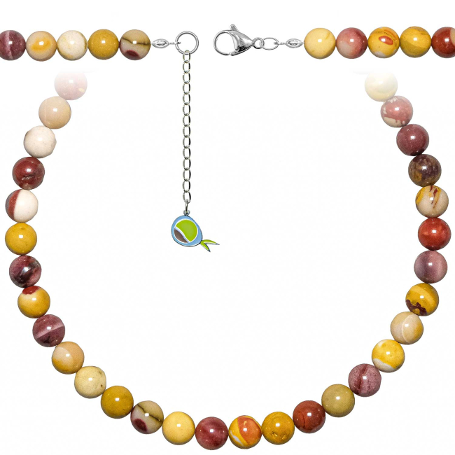 Collier en jaspe mokaite - Perles rondes 10 mm - 55 cm