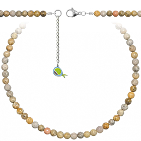 Collier en corail fossilisé - Perles rondes 6 mm - 38 cm