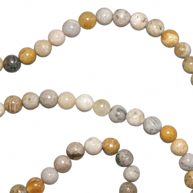 Collier en corail fossilisé - Perles rondes 6 mm - 70 cm