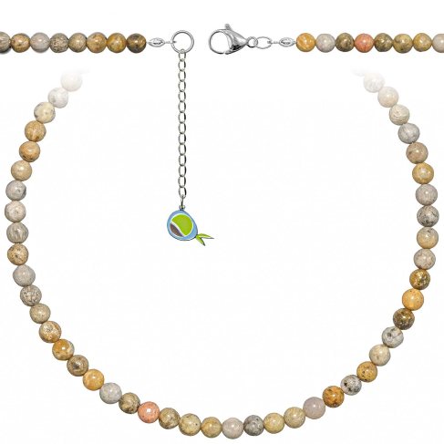 Collier en corail fossilisé - Perles rondes 6 mm - 70 cm