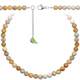 Collier en corail fossilisé - Perles rondes 8 mm - 43 cm