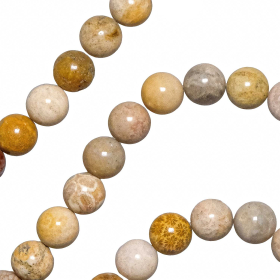 Collier en corail fossilisé - Perles rondes 10 mm - 43 cm